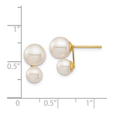 14K Yellow Gold Round Freshwater Cultured Pearl Double Stud Earrings – view 4
