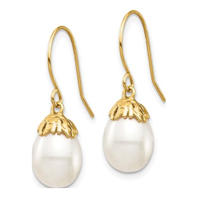 14K Yellow Gold Freshwater Cultured Pearl Dangle Earrings – view 2