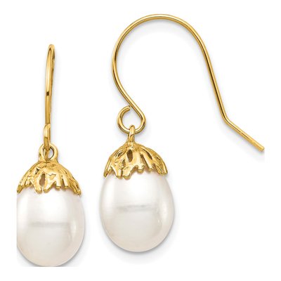 14K Yellow Gold Freshwater Cultured Pearl Dangle Earrings