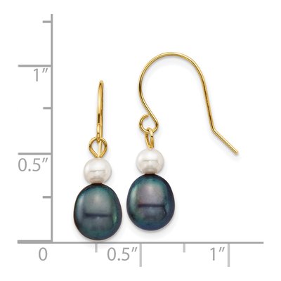 14K Gold Black & White Freshwater Pearl Dangle Earrings – view 4