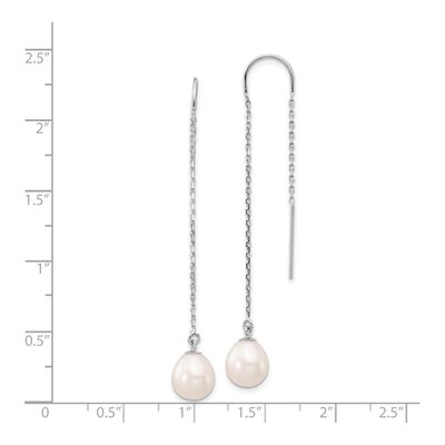 14K White Gold Freshwater Cultured Pearl Threader Earrings – view 4