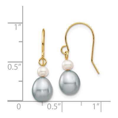 14K Yellow Gold Grey Freshwater Cultured Pearl & Freshwater Cultured Pearl Dangle Earrings – view 4