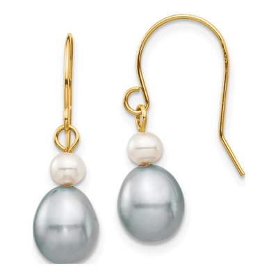 14K Yellow Gold Grey Freshwater Cultured Pearl & Freshwater Cultured Pearl Dangle Earrings