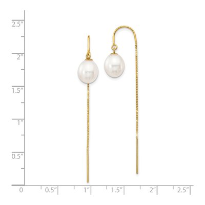 14K Yellow Gold Freshwater Cultured Pearl Threader Earrings – view 4