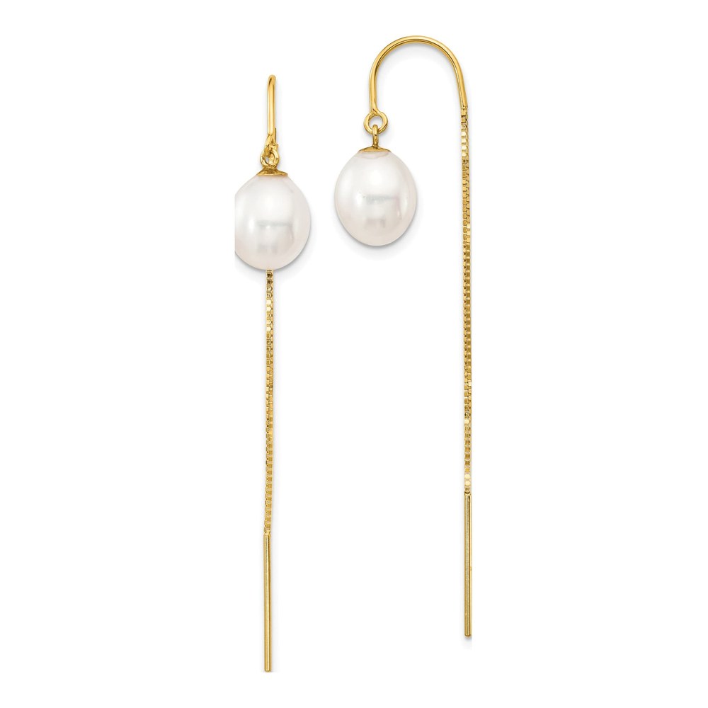 14K Gold Freshwater Pearl Threader Earrings