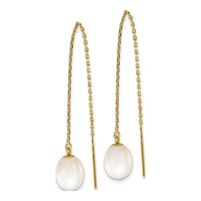 14K Yellow Gold Freshwater Cultured Pearl Threader Earrings – view 2