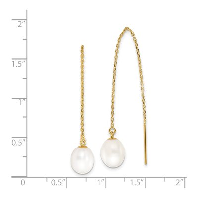 14K Yellow Gold Freshwater Cultured Pearl Threader Earrings – view 4