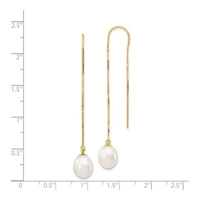 14K Yellow Gold Freshwater Cultured Pearl Threader Earrings – view 4