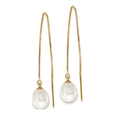 14K Yellow Gold Freshwater Cultured Pearl Threader Earrings – view 2
