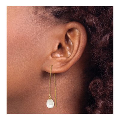 14K Yellow Gold Freshwater Cultured Pearl Threader Earrings – view 3