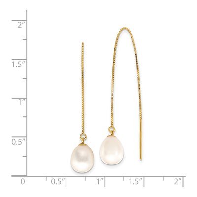14K Yellow Gold Freshwater Cultured Pearl Threader Earrings – view 4