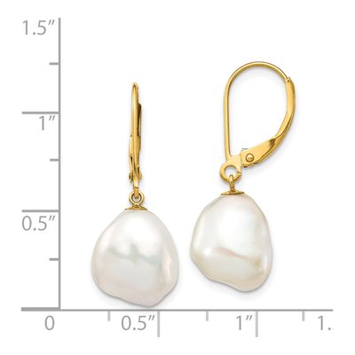 14K Yellow Gold Freshwater Cultured Pearl Leverback Earrings – view 4