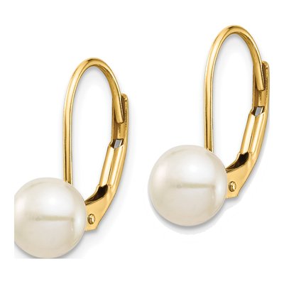14K Yellow Gold Freshwater Cultured Pearl Leverback Earrings – view 2