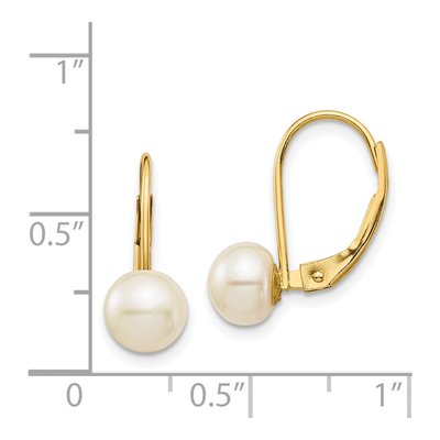 14K Yellow Gold Freshwater Cultured Pearl Leverback Earrings – view 4