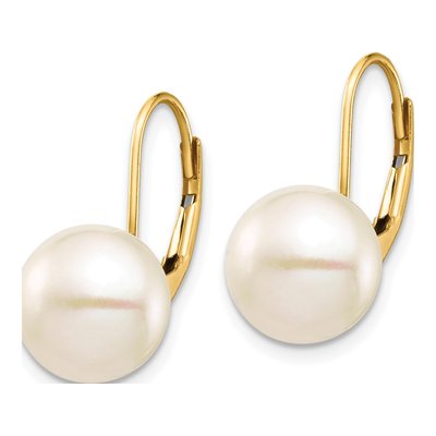 14K Yellow Gold Freshwater Cultured Pearl Leverback Earrings – view 2