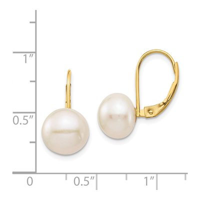14K Yellow Gold Freshwater Cultured Pearl Leverback Earrings – view 4
