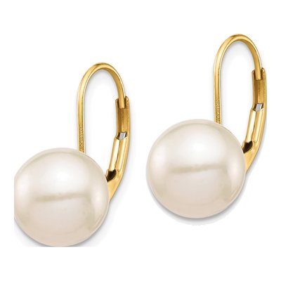 14K Yellow Gold Freshwater Cultured Pearl Leverback Earrings – view 2
