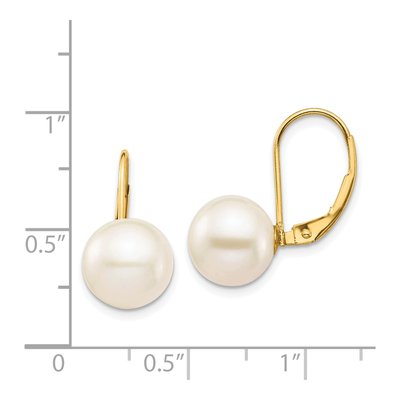14K Yellow Gold Freshwater Cultured Pearl Leverback Earrings – view 4