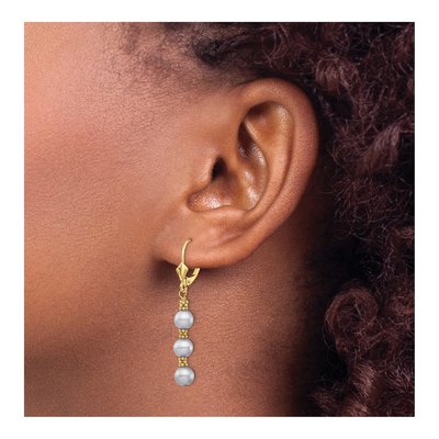 14K Yellow Gold Grey Freshwater Cultured Pearl Leverback Earrings – view 3
