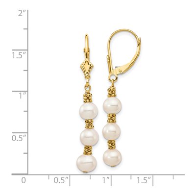 14K Yellow Gold Freshwater Cultured Pearl Leverback Earrings – view 4