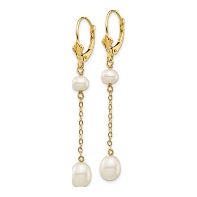14K Yellow Gold Freshwater Cultured Pearl Leverback Earrings – view 2