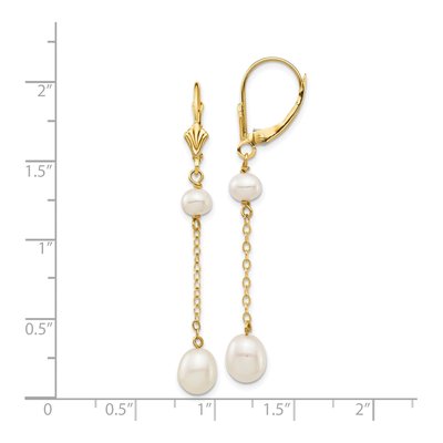 14K Yellow Gold Freshwater Cultured Pearl Leverback Earrings – view 4