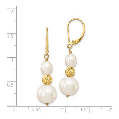 14K Yellow Gold Freshwater Cultured Pearl Leverback Earrings – view 4
