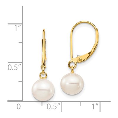 14K Yellow Gold Freshwater Cultured Pearl Leverback Earrings – view 4