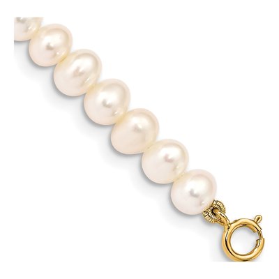14K Yellow Gold Freshwater Cultured Pearl Girls' Bracelet