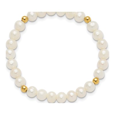 14K Yellow Gold Freshwater Cultured Pearl Girls' Stretch Bracelet – view 2