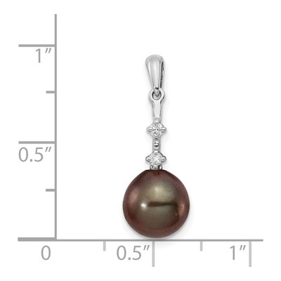 14K White Gold Black Tahitian Cultured Pearl & Diamond Teardrop Pendant – view 3