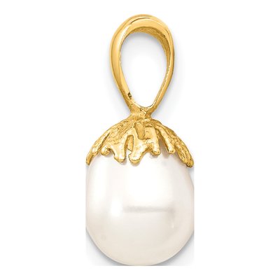 14K Yellow Gold Freshwater Cultured Pearl Rice Pendant – view 2