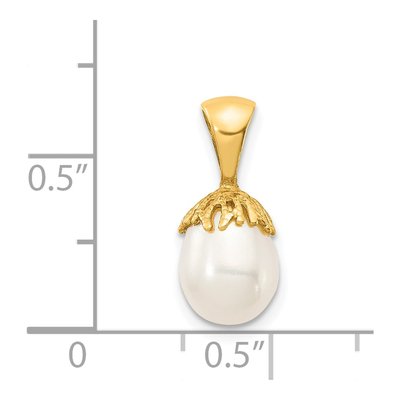 14K Yellow Gold Freshwater Cultured Pearl Rice Pendant – view 3
