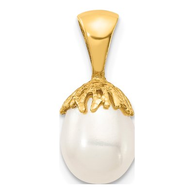 14K Yellow Gold Freshwater Cultured Pearl Rice Pendant