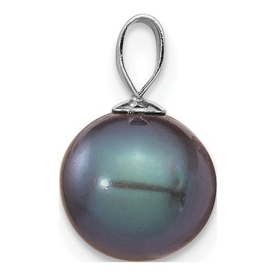 14K White Gold Black Freshwater Cultured Pearl Pendant – view 2