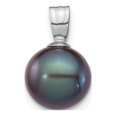 14K White Gold Black Freshwater Cultured Pearl Pendant