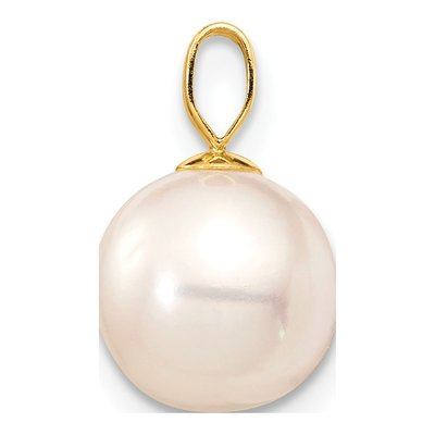 14K Yellow Gold Freshwater Cultured Pearl Round Pendant – view 2