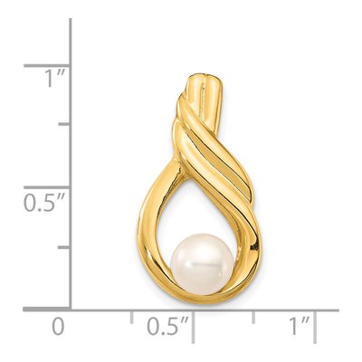 14K Yellow Gold Freshwater Cultured Pearl Slide Pendant – view 3