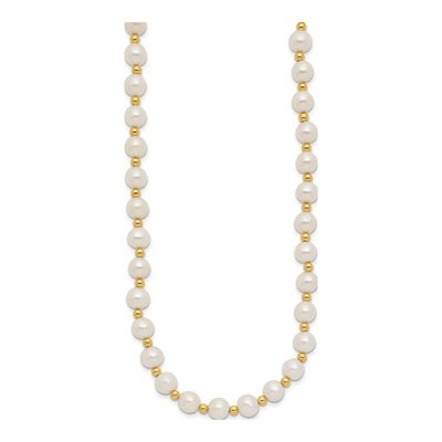 14K Yellow Gold Freshwater Cultured Pearl Near-Round Beaded Necklace – view 2