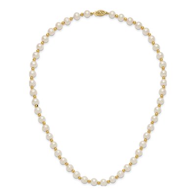 14K Yellow Gold Freshwater Cultured Pearl Near-Round Beaded Necklace – view 5