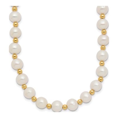 14K Yellow Gold Freshwater Cultured Pearl Near-Round Beaded Necklace