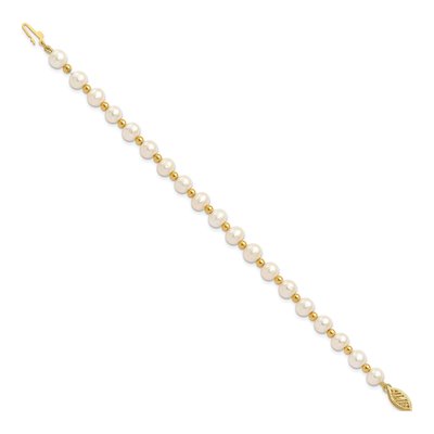 14K Yellow Gold Freshwater Cultured Pearl Beaded Bracelet – view 2