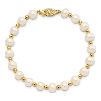 14K Yellow Gold Freshwater Cultured Pearl Beaded Bracelet – view 3