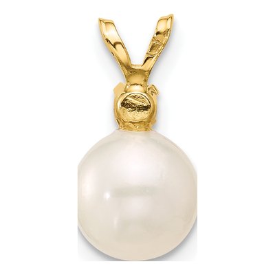 14K Yellow Gold Amethyst & Freshwater Cultured Pearl Round 07AM Pendant – view 3