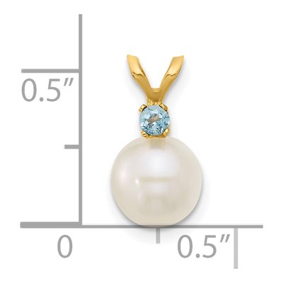 14K Yellow Gold Swiss Blue Topaz & Freshwater Cultured Pearl Pendant – view 4