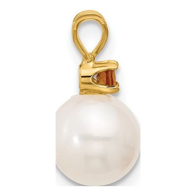 14K Yellow Gold Citrine & Freshwater Cultured Pearl Round 07CI Pendant – view 2