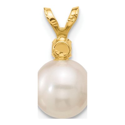 14K Yellow Gold Citrine & Freshwater Cultured Pearl Round 07CI Pendant – view 3