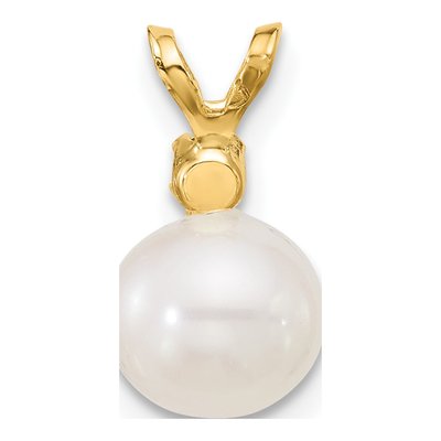 14K Yellow Gold Emerald & Freshwater Cultured Pearl Round 09EM Pendant – view 3