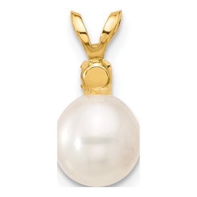 14K Yellow Gold Garnet & Freshwater Cultured Pearl Round 09GA Pendant – view 3