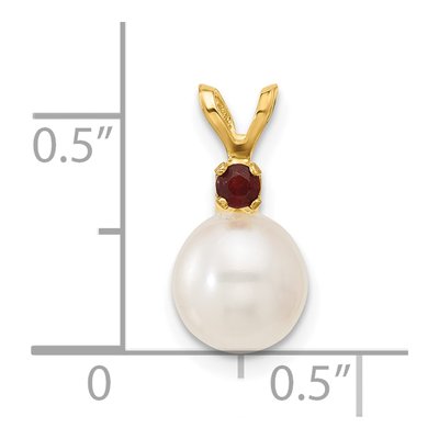 14K Yellow Gold Garnet & Freshwater Cultured Pearl Round 09GA Pendant – view 4